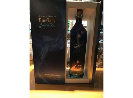 Blue label bottle photo